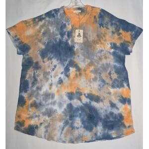 EASEL Womens Hippie BOHO 100% Cotton Tie Dye gauzy tunic Shirt size Large NWT